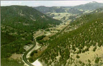 photo: aerial view of Route 115, Montana