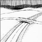drawing of a two-lane road with a bridge