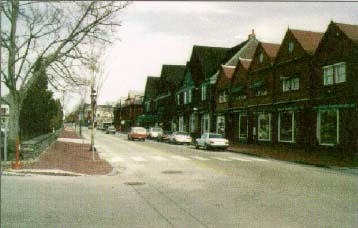photo of a residential "main street" in Bellevue Avenue, Newport, RI