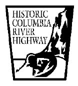 drawing: road sign. Text: Historic Columbia River Highway
