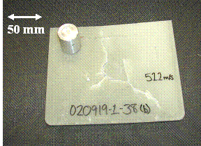Figure 2.2.3.2-6 Sample 020919-1-38b Showing IVBOI without Penetration
Kinetic Energy=132.10J, 100g Sabot