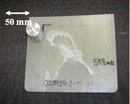 Figure 2.2.3.2-7 Sample 020919-1-33b Showing IVBOI without Penetration
Kinetic Energy=148.4J, 100g Sabot