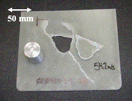 Figure 2.2.3.2-8 Sample 020919-1-01b Showing IVBOI with Penetration
Kinetic Energy=144.7J, 100g Sabot