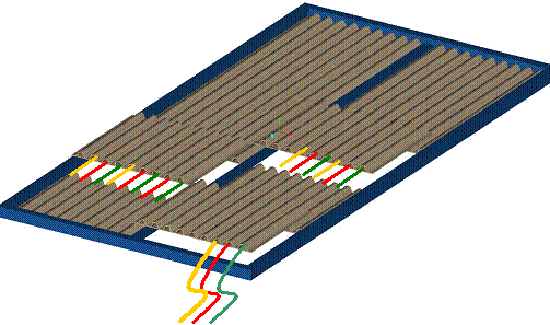 Figure 2.5.3-12 Modularization concept in longitudinal direction, incorporating wires and rod routing (integrated multifunctional features)