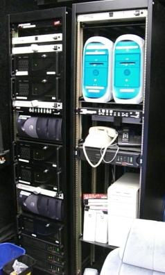 Figure 46. Before (left) and after (right) pictures of simulator racks.