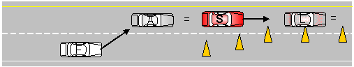 False Alarm: Subject safely merges into traffic, no FCW triggering event, but alarm is set off anyway to create false alarm.