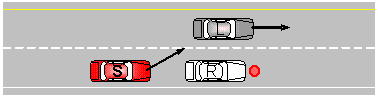Step 5. Subject must change lanes to avoid collision with reveal vehicle.