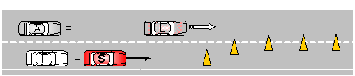 Step 3. Subject begins to change lanes.
