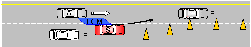 Step 4. Triggering Event:Adjacent vehicle accelerates into subject’s blind spot to trigger LCM warning.