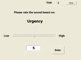 Figure 56. Magnitude estimation screen used in rating presented sounds