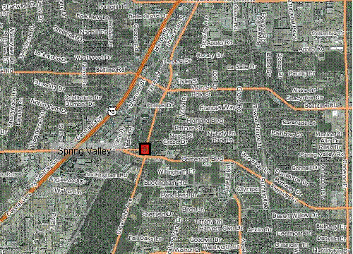 Map. The figure shows a map of the City of Richardson where Greenville Avenue and Spring Valley Road intersect. A red box indicates the location of the incident at this intersection.