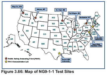 Figure 3.66: Map of NG9-1-1 Test Sites