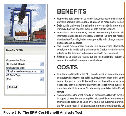 Figure 3.9: The EFM Cost-Benefit Analysis Tool