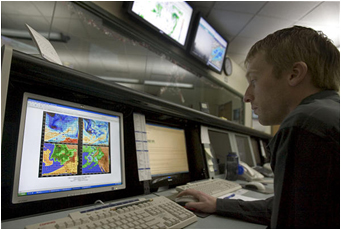 Figure 4.3 - Photo - This figure shows a picture of the meterological work station located at the Utah DOT Traffic Operations Center.