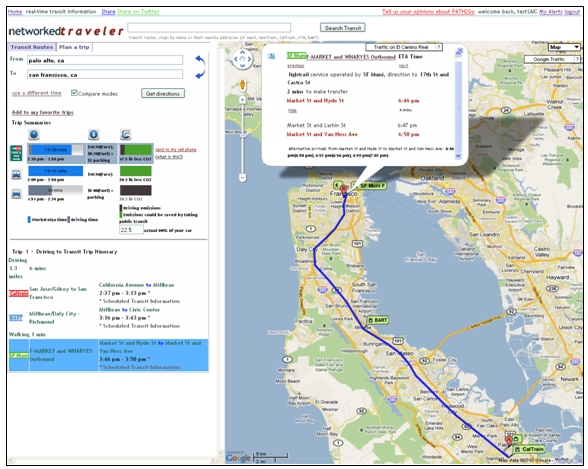 Screenshot of the PATH2Go Trip Planner Website