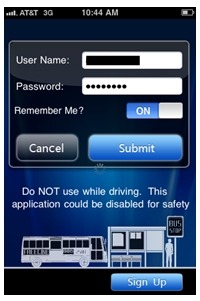 Close-up of the PATH2Go login screen on an iPhone.