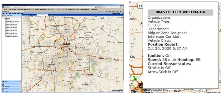 Screen capture of Fleetpoint mapping software.
