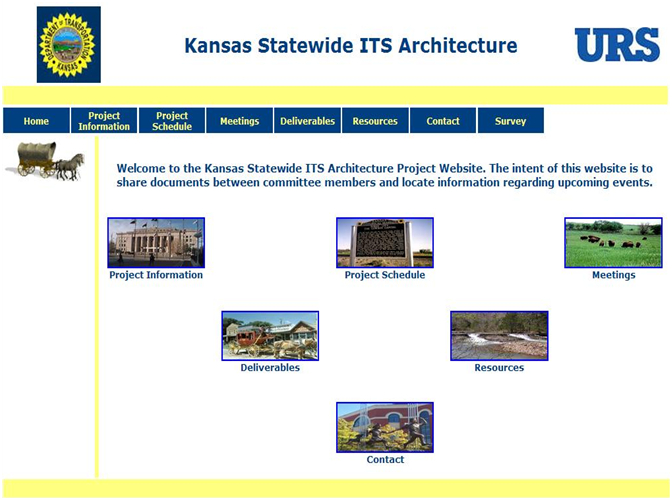 Screen capture of Kansas Statewide ITS Architecture webpage.