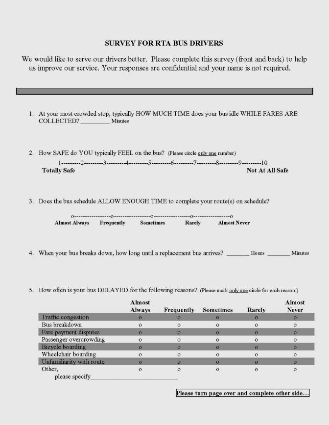 Survey for RTA Bus Drivers