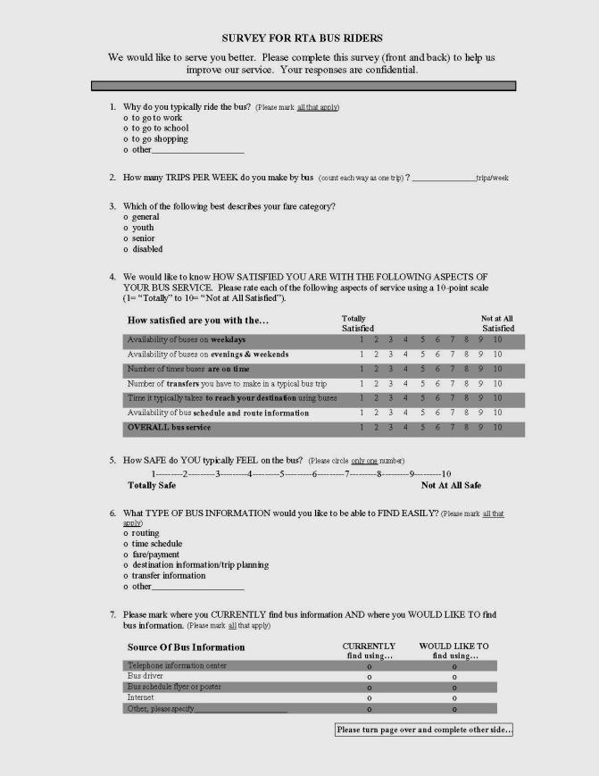 Survey for RTA Bus Drivers