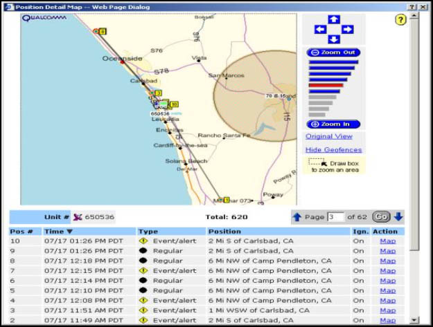 Screenshot of the Geofencing Dispatch Display Map. The long description jumps to a new page.