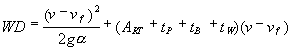 Formula for out (Warning Distance) WD (meters)
