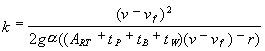 Formula for k (g's)