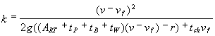 Equation for k (g's)