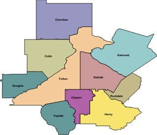 Map of the ten counties that comprise the Atlanta demonstration project.