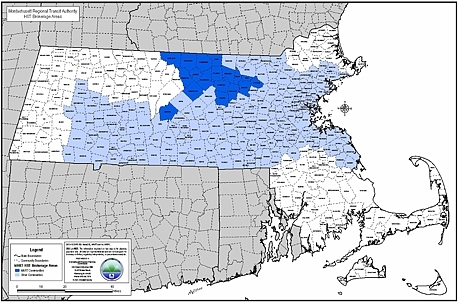 Map of the state of Massachusetts indicating the area that comprises the Fitchburg project.