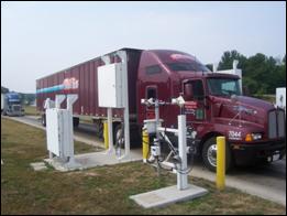 Cab of semi passing through ISSES portal (Laurel County, KY).
