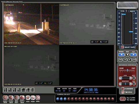 Figure 20. Screen image. Night-time view of infrared/thermal imaging system output, with contrast out of adjustment so that few details are visible.