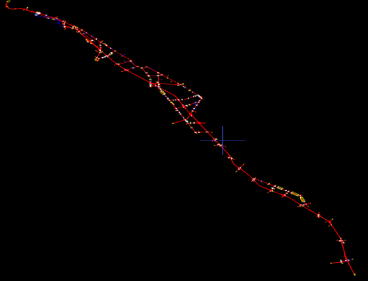 Figure 2.5 is a map of the Microscopic simulation network.  The map includes I-880 from Oakland to Fremont along with the junctions and some parallel roads.